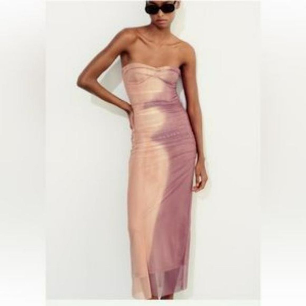 ZARA PRINTED TULLE DRESS